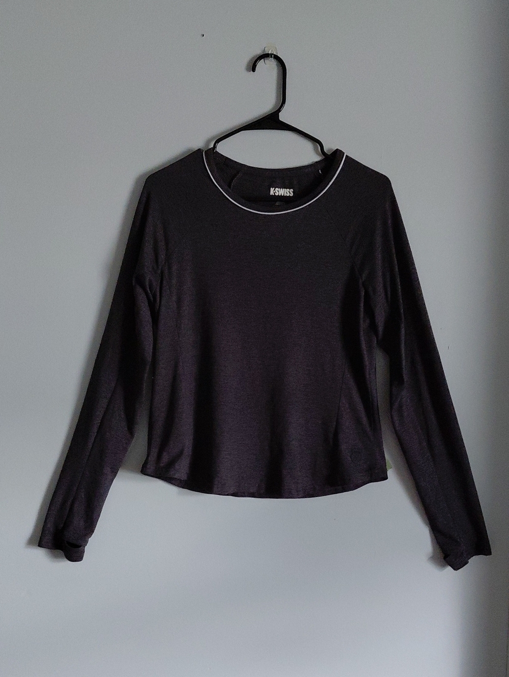 K-Swiss Y2K 90s Long Sleeve Crewneck Athleisure Top Activewear Heathered Gray M